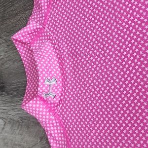 Under Armour Fitted ColdGear Mock Neck Star Print BaseLayer Top Barbie Pink